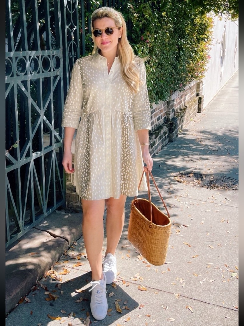 Tuckernuck The Antelope Royal Shirt Dress Deer Print Beige Cream XS